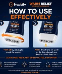 Nexisify® WARM RELIEF 3-in-1 Warming Massage Gel + 360° Roller